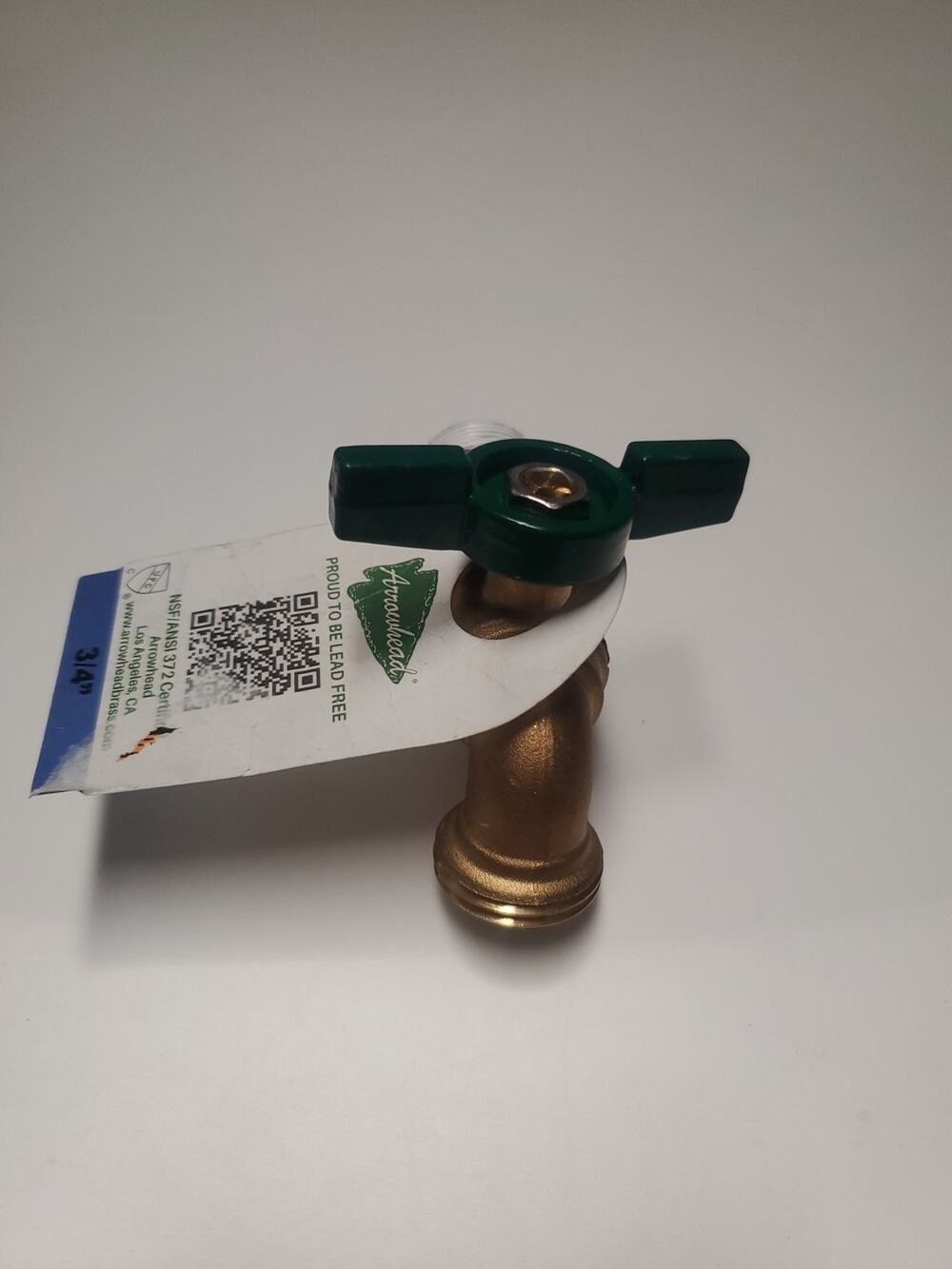Arrowhead HB75M‑QTBN 3/4" MNPT x 3/4" MHT Quarter Turn Hose Bib Brass